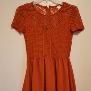 Red Orange Lace HM a-line dress